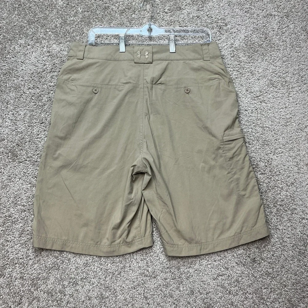 Under Armour Cargo Shorts Mens 34 Tan Flat Front Ripstop Utility Performance EUC